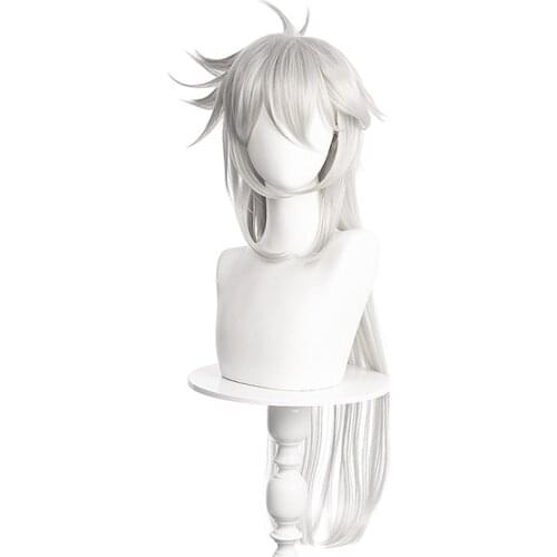 Razor Wig Game Genshin Impact Cosplay Wolf Long Silver Heat Resistant Synthetic Hair Role Play Wigs + Hairnet