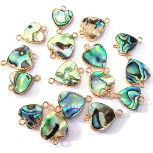 Natural Abalone Shell Pendants Connector Fashion Hearts Pendant For Jewelry Making DIY Charm Necklace Earring Bracelet 13x18mm