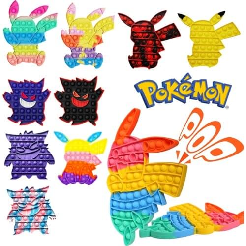 Pokemon Pikachu Fidget Toys Pop Push Bubble Sensory Figet Toys Anti Stress Pokemon Desktop Game Kids Adults Relieve Autism Toy