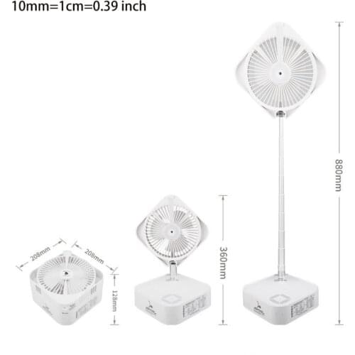 Q1JF Folding Smart Desk Fan, Portable Electronic Fan USB Desk Fan Energy Saving and Mute, for Office Home Outdoor (White)