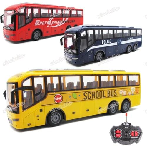 1:16 Radio Remote Control Bus 4CH Racing Model RC Car 27 MHZ Police Bus Lights Simulation School Bus Tour Bus Model Toy For Kids