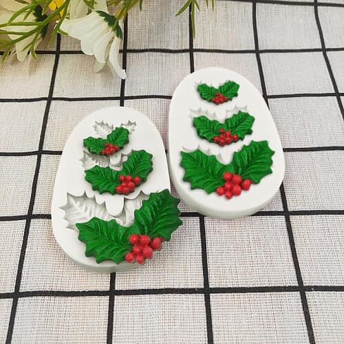Christmas pine cone holly leaf chocolate mold fondant chocolate cake silicone baking tool