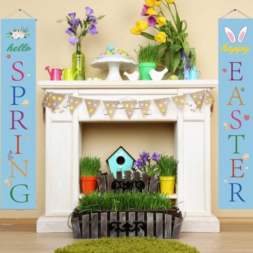 Couplet Ornament Curtain Banner Easter Polyester Fabric 30*180cm For Home Yard Indoor Outdoor Winter Party Decoration