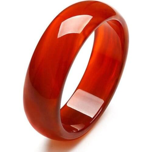 Wide cuff natural beautiful women sweet red charm agate bangle bracelet luck 56-64MM