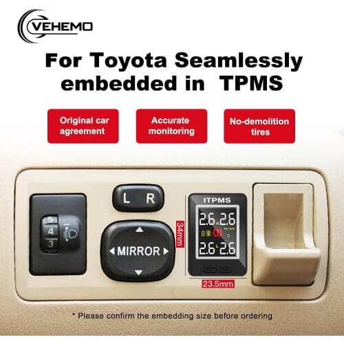 U912 For Toyota Automobile TPMS Active Alarm Tire Temperature And Tire Pressure Monitoring System LCD Color Screen 4pcs Sensor