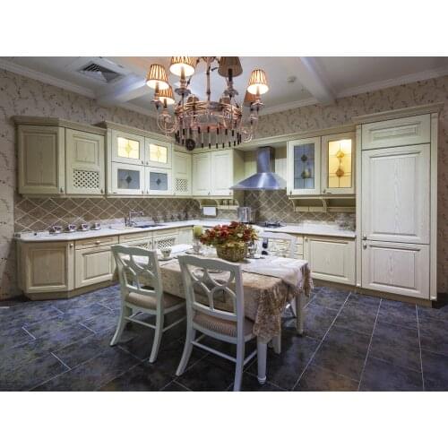 Modern designs white solid wood kitchen cabinets with quartz countertop