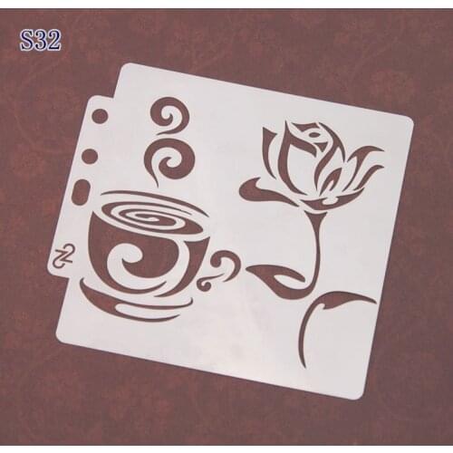 Coffee Layering Stencils graffiti hand copied board hollowed out photo album graphic spray painting tool