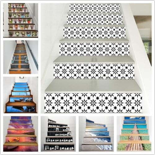 Autocollant Escalier 3D Printing Stair Sticker Anti-slip Self-adhesive Floor Sticker for Bedroom Kitchen Home Decor Bathroom