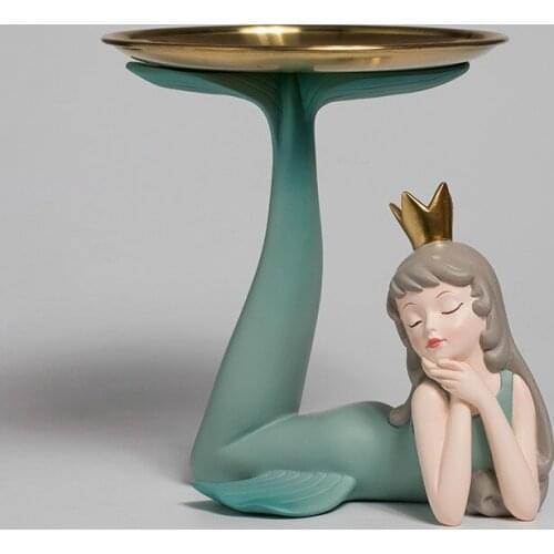Decorations Home Accessories Living Room Decor Resin Mermaid Keys Candy Glasses Jewelry Earring Storage Tray Christmas Gift