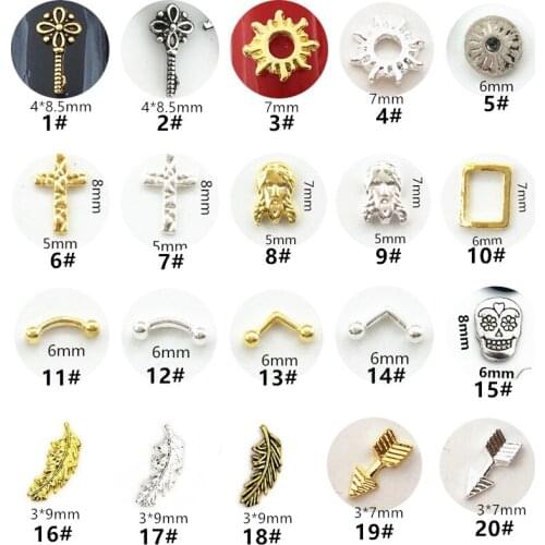 10pcs/lot Japan Korea 3D Nail Art Decorations Metal KEy Ghost Cross Halloween Nail Parts Alloy Nail Accessory Charm Nail Tips