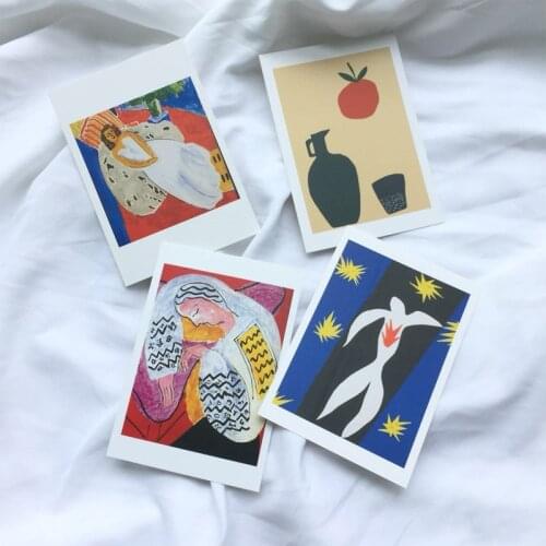 Ins Vintage Nordic Decorative Card Abstract Art Painting Postcards Background Wall Sticker Poster Cardstock Shoot Props 4 Sheets