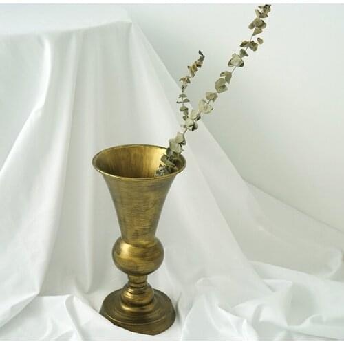Vintage Gold Vase for Home Living Room Decoration Flower Vase Furnishing Articles Floor Vase