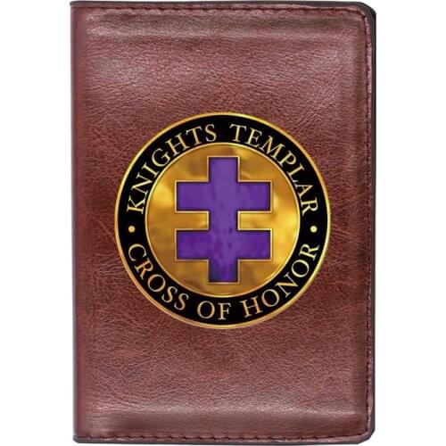Vintage Knights Templar Cross Of Honor Printing Travel Passport Cover ID Credit Card Case