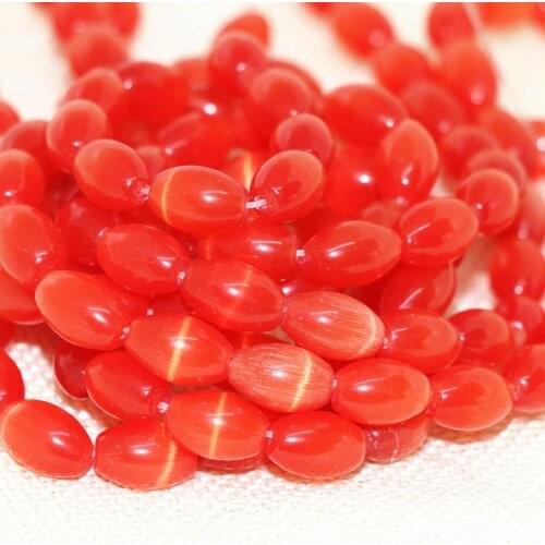 Top quality red opal rice barrel loose beads 8*12mm cats eyes crystal factory price high grade women diy jewelry 14inch B1566