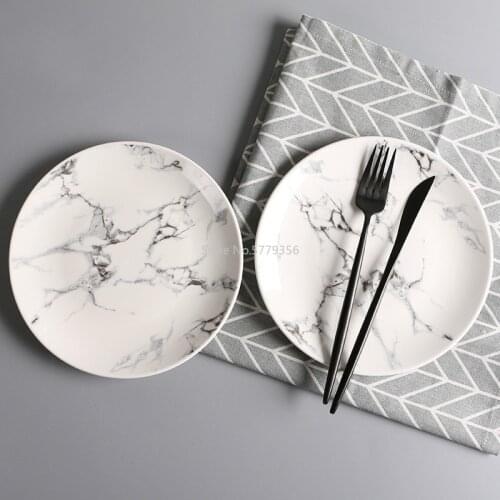 High Quality Marbled Tableware Ceramic Plate Home Dining Plate Salad Plate Creative Bowl and Dish Set Gift Ceramic