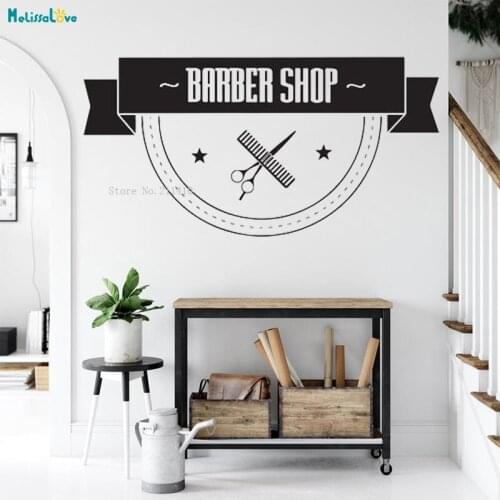 Barber Shop Sign Exquisite Haircut Wall Stickers Shop Decals Window Décor Vinyl Murals Self-adhesive New Design YT5500