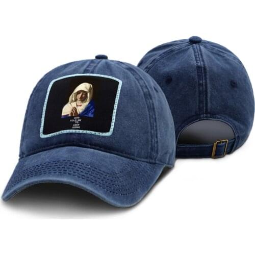 Funny Virgin Mary Vintage Print Mens Cap Adjustable Outdoor Snapback Hat Summer Snapback Cap Soild Color Sunscreen Baseball Hat
