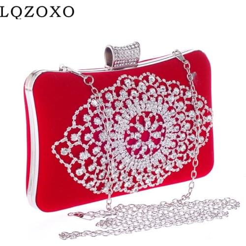 Banquet Wedding Lady Handbags With Rhinestones Purse Diamonds Women Small Day Clutch Velvet Female Purse
