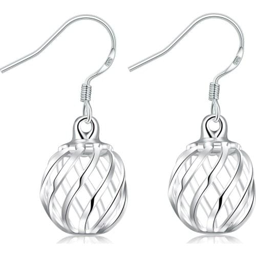 Free shipping Explosion models 925 sterling silver earrings New Hot Twist Lantern Silver Women Earrings 925 Tremella hooks