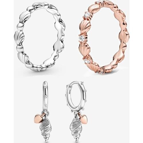 KAKANY 2020 Summer Ocean Series New S925 Sterling Silver Beaded Shell Band Charm Set Female DIY Jewelry Fashion Romantic Gift