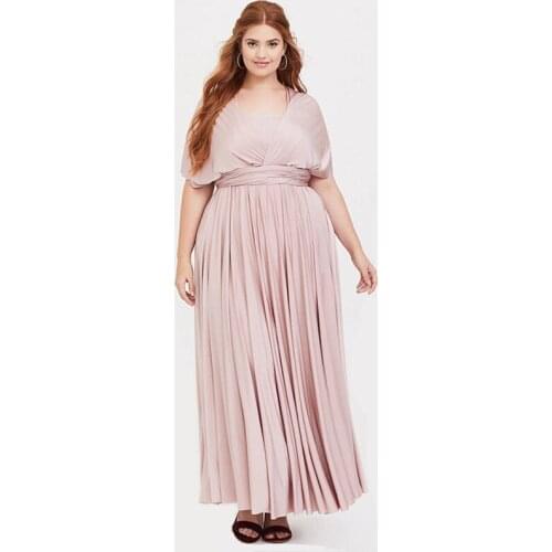 New Simple A-Line Evening Dress Empire Short Sleeves Elegant Floor-Length Sexy V-Neck Ruched Plus Size Women Formal Gowns D1230