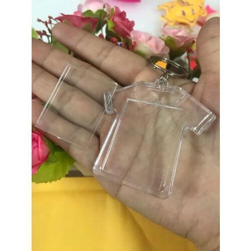100pcs/lots Clothes Type Blank Acrylic Keychains Insert Photo plastic Keyrings DIY Split Ring Keychains accessories
