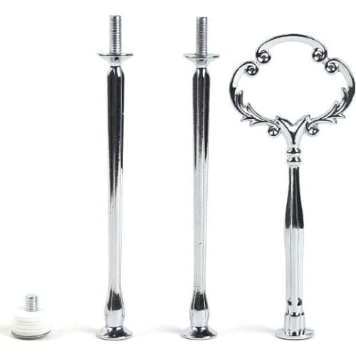 100pcs Lot Metal Silver Party Gold Fruit Dessert Decorating Wedding Fitting Tool 3 Tier Flower Shape Cake Stand Centre Handle