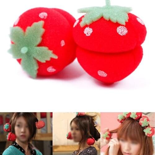 12x Strawberry Balls Hair Care Soft Sponge Rollers Curlers Lovely DIY Tool Personal Lovely Hair Styling Curlers Tools