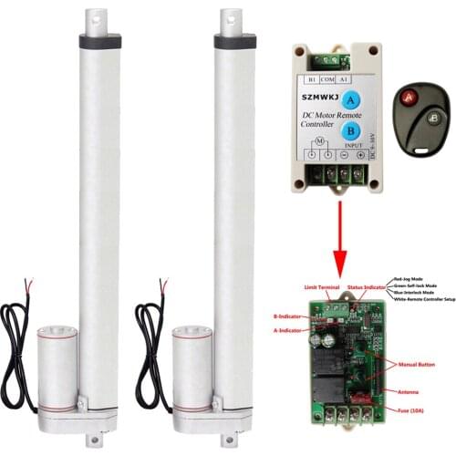 2 Pieces 400mm 16" Stroke Linear Actuator Heavy Duty 14mm/s High Spd DC Motor W/ Remote Control for Industry Medical Car Lifting