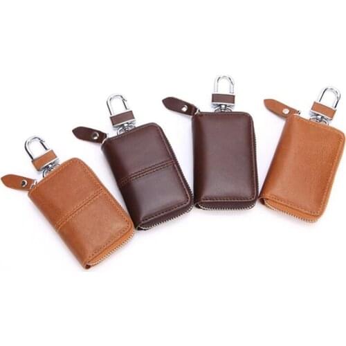 2019 Leather Men & Women Car Key Bag Multi Function Key Case For Car Fashion Patchwork Housekeeper Holders Auto Key Rings