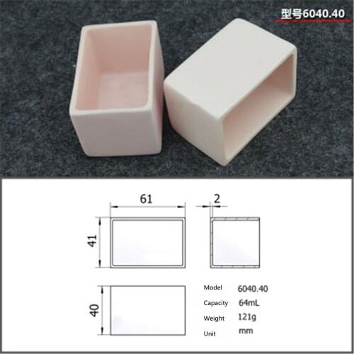 99.5% Square corundum crucible / 64ml 6040.4 / Temperature 1600 degrees / Sintered ceramic crucible