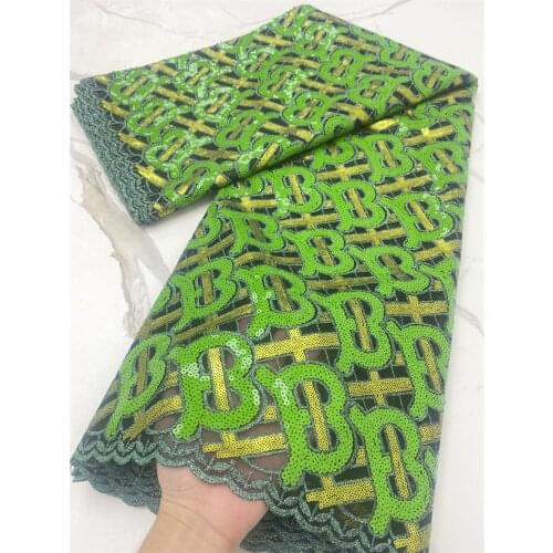 African Green Lace Fabric 2021 High Quality Lace Material Nigerian French Lace Fabrics With Sequins For Wedding Dress 4325B