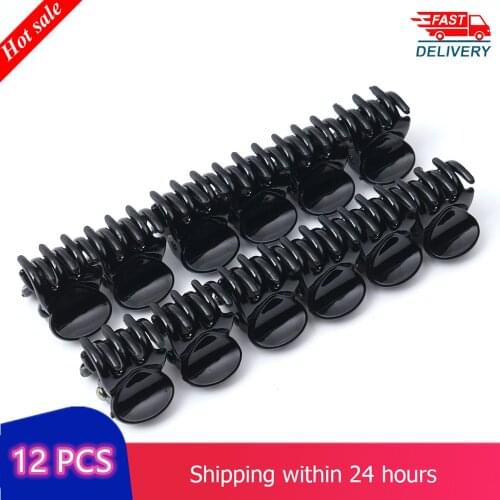 12 pcs/sets Fashion Women crab Hair claw clip Girls Black Plastic Mini Hairpin Claws Hair Clip Clamp For Women Gifts