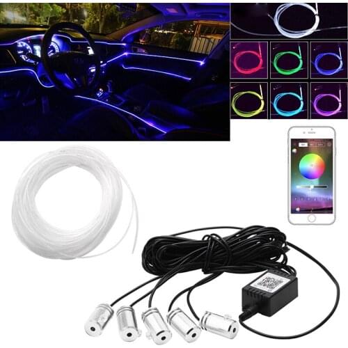 6 Meters Colorful Car Atmosphere Light For Car Interior Decoration Ambient Light APP Control Atmosphere Light 12V