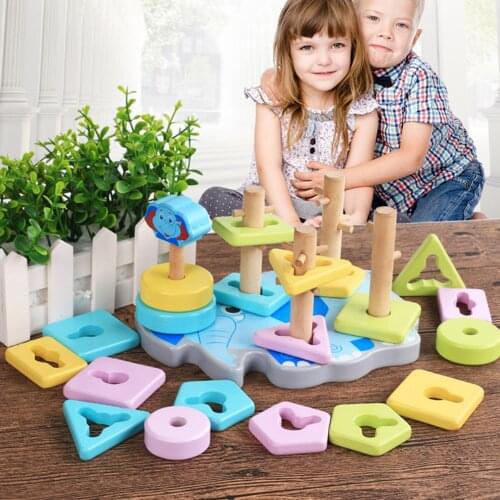 Colorful Geometric Shapes Matching Toys For Children Early Learning Exercise Hands-on Ability Montessori Educational Wooden Toys