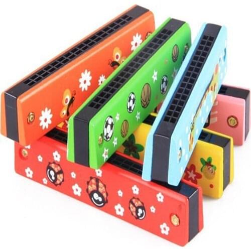 Children painted wooden musical instruments harmonica harmonica WM112 early childhood music enlightenment multicolor green