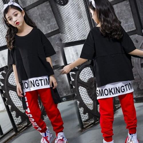 Hip Hop Kids Dancing Costumes for Girls Boys Children Party Show T Shirts Pants Jazz Clothes Ballroom Dance Costumes Stage Wear