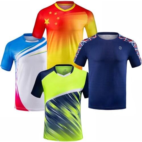 Men Women Tennis T shirt , Girls Badminton kits Clothes , Quick dry Table Tennis volleyball uniform Team Game Clothing Sportwear