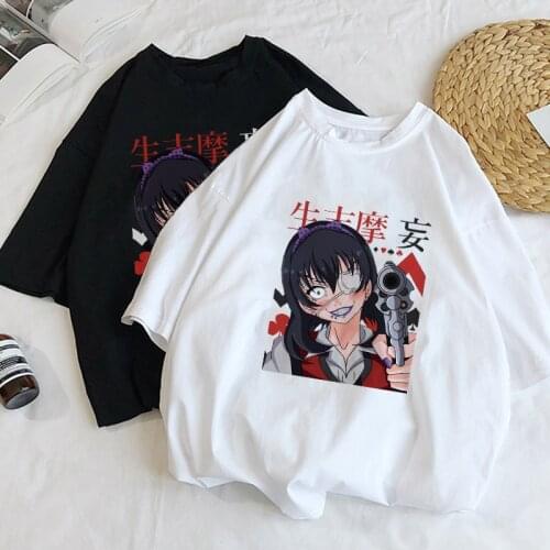 Kakegurui Japan Anime Shima Wang kawaii print Top Ulzzang Harajuku Summer Streetwear Punk Casual Cute Chic Vintage Women T-shirt