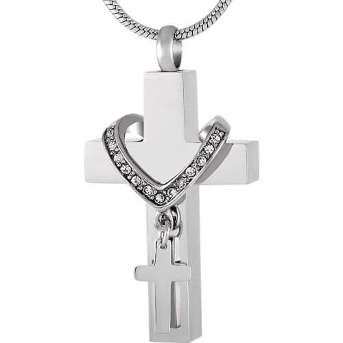 IJD9216 Perfect Crystal Collar&Cross Stainless Steel memorials Urn Ashes Holder cremation jewelry For Women Men Sympathy Gifts