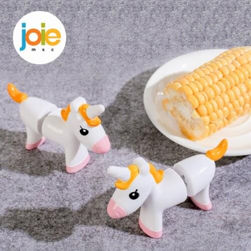 Joie Unicorn Interlocking Corn on the Cob Holders Insulation Stick Baby Fruit Fork Safe Creative Cute Stainless Steel Fork