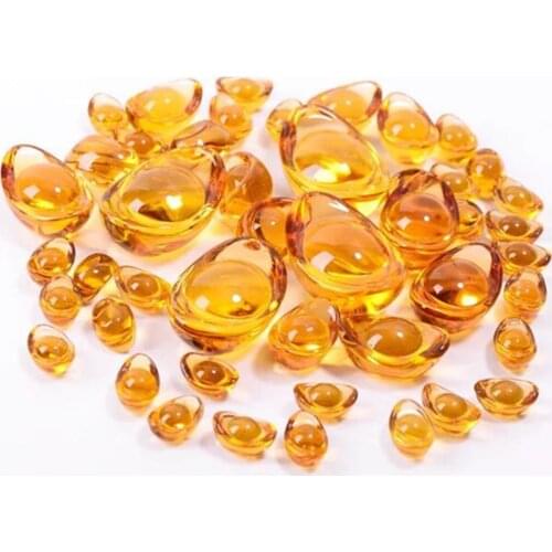 10 Pieces Feng Shui Chinese Yellow Crystal Glass Gold Ingots Paperweight Lucky Home Decoration Family Fashion Gift 20mm