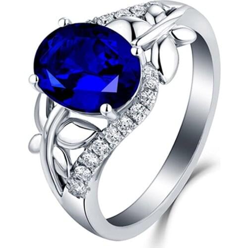 Trendy Rings for Women 925 Silver Jewelry with Created Sapphire Zircon Gemstone Open Finger Ring Wedding Promise Party Ornament