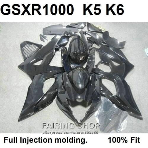 Injection motorcycle fairing kit for Suzuki GSXR1000 K5 K6 glossy black fairings set GSXR 1000 05 06 VN52