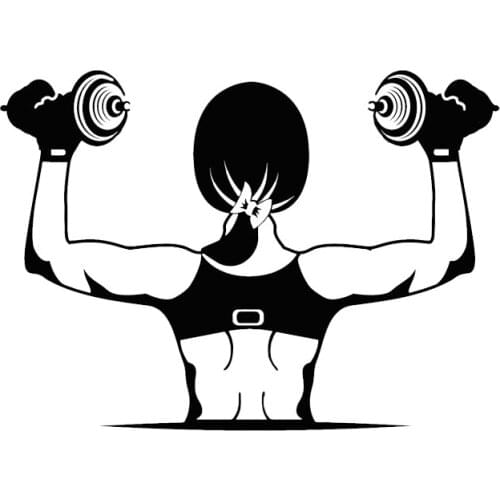 Beautiful Interesting Dumbbell Muscle Fitness Training Decoration Car Sticker High Quality Pvc Sunscreen Waterproof Black/white