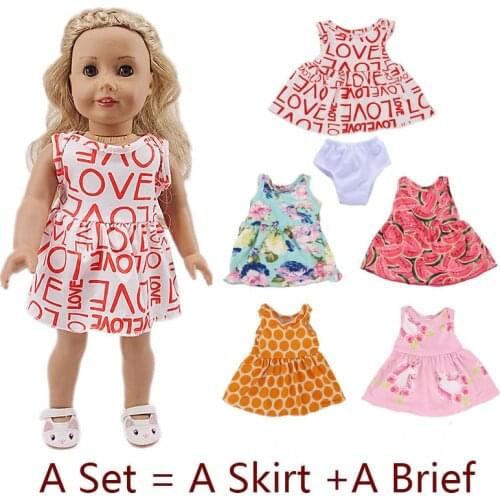 Doll Pajamas Cut Cotton 2pcs/set=Skirt+Brief Fit 18 Inch American&43Cm Born Baby Doll Generation Christmas Girls Toy Gifts