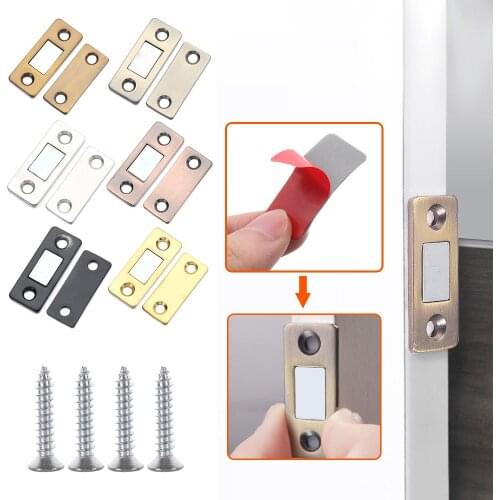 Punch-free Magnetic Door Closer Adhesive Cabinet Door Magnets Ultra Thin Kitchen Cupboard Wardrobe Door Catch Closer With Screw