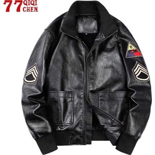 Mens Biker Leather Jackets Casual Vintage Pu Coats Military Cargo Motorcycle Outwear Spring Autumn Chaquetas Plus Size M-6XL
