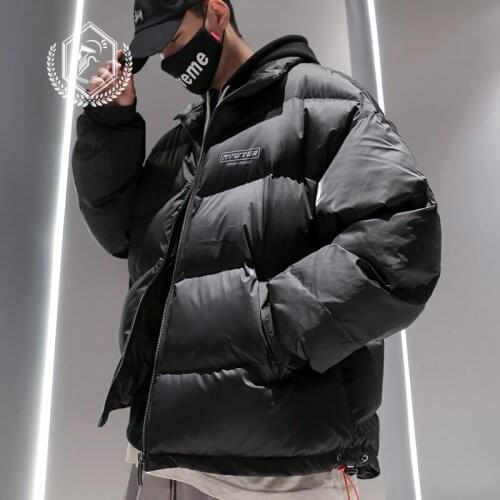 Men Fashion New Loose Solid Fleece Heavyweight Jacket Casual Hip Hop Parkas Coat
