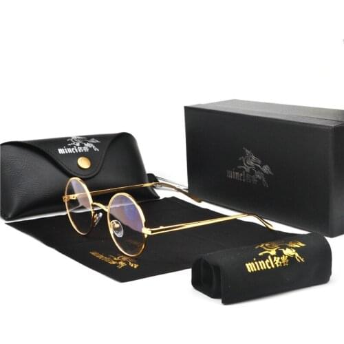 MINCL punk Round Transparent Sunglasses Men Women Anti-UV Metal Frame Brand Designer Retro Sun Glasses Mirror UV400 With box NX